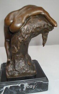Statue Sculpture Nude Sexy Lady Art Deco Style Art Nouveau Bronze Mask