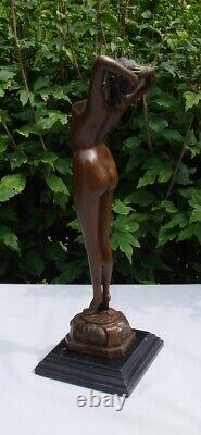 Statue Sculpture Nude: The Awakening Pin-up Sexy Style Art Deco Style Art Nouveau Bronze