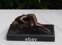 Statue Sculpture Nude Young Woman Sexy Style Art Deco Style Art Nouveau Bronze