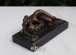 Statue Sculpture Nude Young Woman Sexy Style Art Deco Style Art Nouveau Bronze