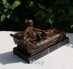 Statue Sculpture Nude Young Woman Sexy Style Art Deco Style Art Nouveau Bronze