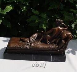 Statue Sculpture Nude Young Woman Sexy Style Art Deco Style Art Nouveau Bronze