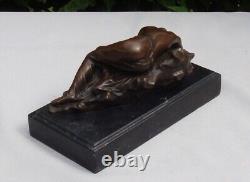 Statue Sculpture Nude Young Woman Sexy Style Art Deco Style Art Nouveau Bronze