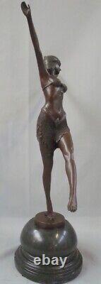 Statue Sculpture Palmyra Sexy Style Art Deco Style Art Nouveau Solid Bronze Sig