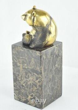 Statue Sculpture Panda Animalier Style Art Deco Style Art New Solid Bronze