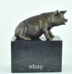 Statue Sculpture Pig Animal Style Art Deco Art Nouveau Solid Bronze