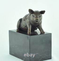 Statue Sculpture Pig Animal Style Art Deco Art Nouveau Solid Bronze