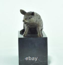 Statue Sculpture Pig Animal Style Art Deco Art Nouveau Solid Bronze