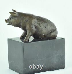 Statue Sculpture Pig Animal Style Art Deco Art Nouveau Solid Bronze