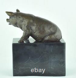 Statue Sculpture Pig Animal Style Art Deco Art Nouveau Solid Bronze