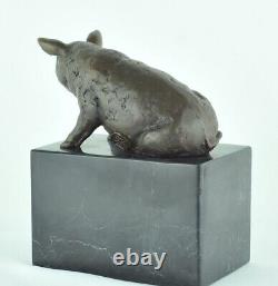 Statue Sculpture Pig Animal Style Art Deco Art Nouveau Solid Bronze