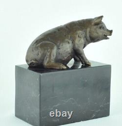 Statue Sculpture Pig Animal Style Art Deco Art Nouveau Solid Bronze