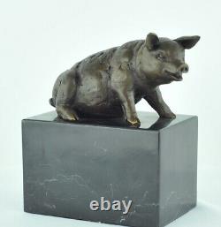 Statue Sculpture Pig Animalist Style Art Deco Style Art Nouveau Massive Bronze