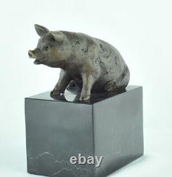 Statue Sculpture Pig Animalist Style Art Deco Style Art Nouveau Massive Bronze