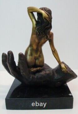 Statue Sculpture Pin-up Sexy Nude Style Art Deco Style Art Nouveau Solid Bronze S