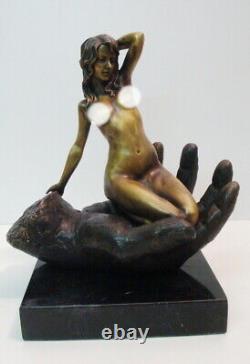 Statue Sculpture Pin-up Sexy Nude Style Art Deco Style Art Nouveau Solid Bronze S