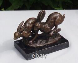 Statue Sculpture Rabbit Hare Wildlife Animal Hunting Style Art Deco Style Art Nouveau