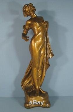 Statue Sculpture Regulates Flower Woman Art Nouveau Signed De Ranieri