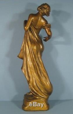 Statue Sculpture Regulates Flower Woman Art Nouveau Signed De Ranieri