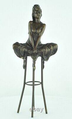 Statue Sculpture Sexy Young Woman Art Deco Art Nouveau Massive Bronze