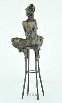 Statue Sculpture Sexy Young Woman Art Deco Art Nouveau Massive Bronze