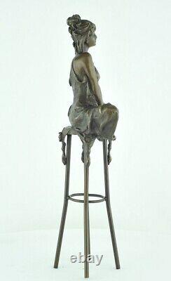 Statue Sculpture Sexy Young Woman Art Deco Art Nouveau Massive Bronze