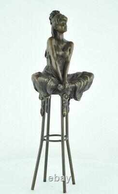 Statue Sculpture Sexy Young Woman Art Deco Art Nouveau Massive Bronze