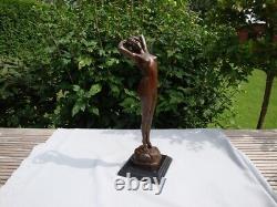 Statue Sculpture The Awakening Pin-up Sexy Nude Art Deco Style Art Nouveau Bronze