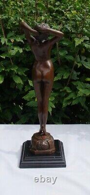 Statue Sculpture The Awakening Pin-up Sexy Nude Art Deco Style Art Nouveau Bronze