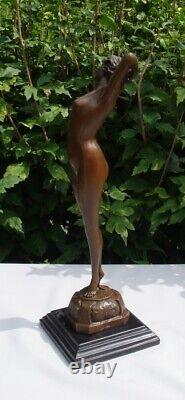 Statue Sculpture The Awakening Pin-up Sexy Nude Art Deco Style Art Nouveau Bronze