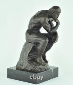 Statue Sculpture The Thinker Art Deco Style Art Nouveau Solid Bronze Sign