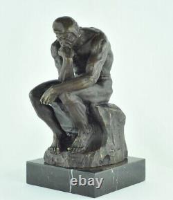 Statue Sculpture The Thinker Art Deco Style Art Nouveau Solid Bronze Sign