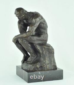 Statue Sculpture The Thinker Art Deco Style Art Nouveau Solid Bronze Sign