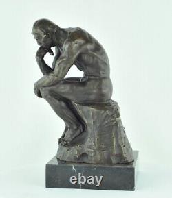 Statue Sculpture The Thinker Art Deco Style Art Nouveau Solid Bronze Sign