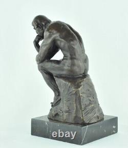 Statue Sculpture The Thinker Art Deco Style Art Nouveau Solid Bronze Sign