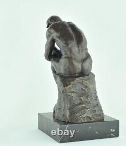 Statue Sculpture The Thinker Art Deco Style Art Nouveau Solid Bronze Sign