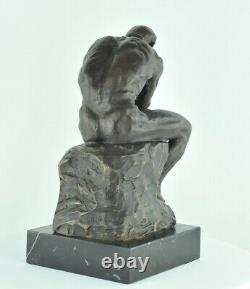 Statue Sculpture Thinker Style Art Deco Style Art New Solid Bronze Sign