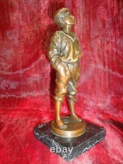 Statue Sculpture Whistling Boy Art Deco Style Art Nouveau Massive Bronze