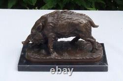 Statue Sculpture Wild Boar Animal Hunting Art Deco Art Nouveau Bronze