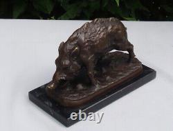 Statue Sculpture Wild Boar Animal Hunting Art Deco Art Nouveau Bronze