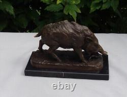 Statue Sculpture Wild Boar Animal Hunting Art Deco Art Nouveau Bronze