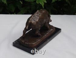 Statue Sculpture Wild Boar Animal Hunting Art Deco Art Nouveau Bronze