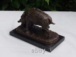 Statue Sculpture Wild Boar Animal Hunting Art Deco Art Nouveau Bronze