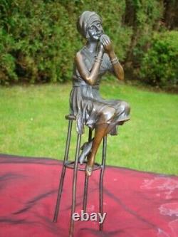 Statue Sculpture Young Woman Pin-up Made Up Art Deco Art Nouveau Style