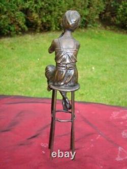 Statue Sculpture Young Woman Pin-up Made Up Art Deco Art Nouveau Style