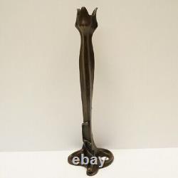 Statue sculpture candlestick Art Deco Style Art Nouveau Solid Bronze Signed