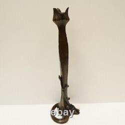 Statue sculpture candlestick Art Deco Style Art Nouveau Solid Bronze Signed