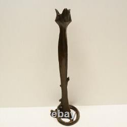 Statue sculpture candlestick Art Deco Style Art Nouveau Solid Bronze Signed