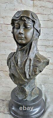 Style Art Nouveau Doré Bronze Female Bust Figurative Cire Joint Signed France