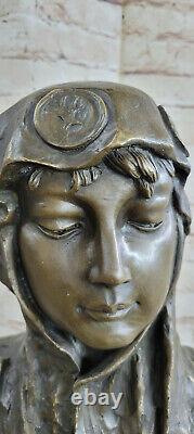 Style Art Nouveau Doré Bronze Female Bust Figurative Cire Joint Signed France